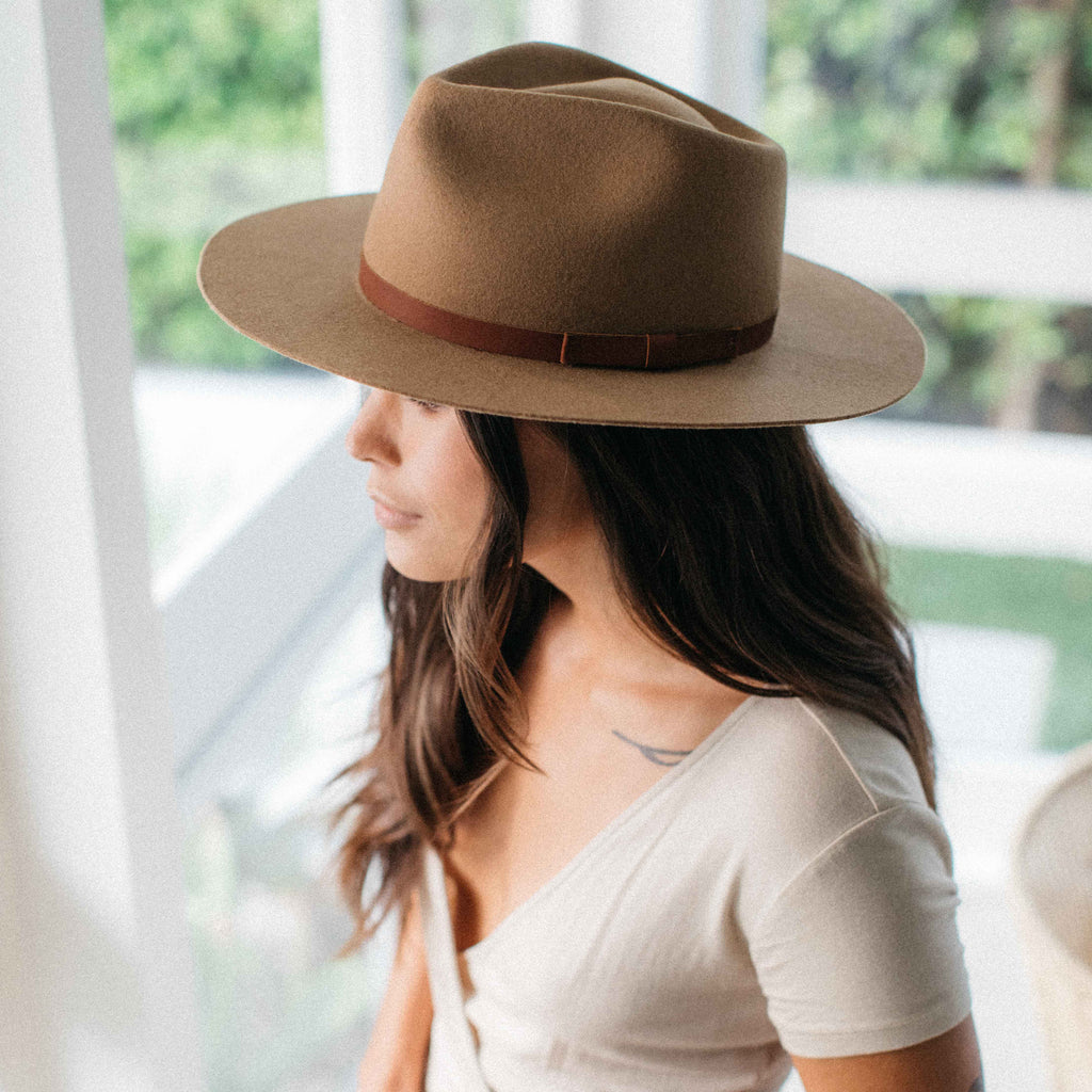 Dylan Fedora - Camel with Leather Bow